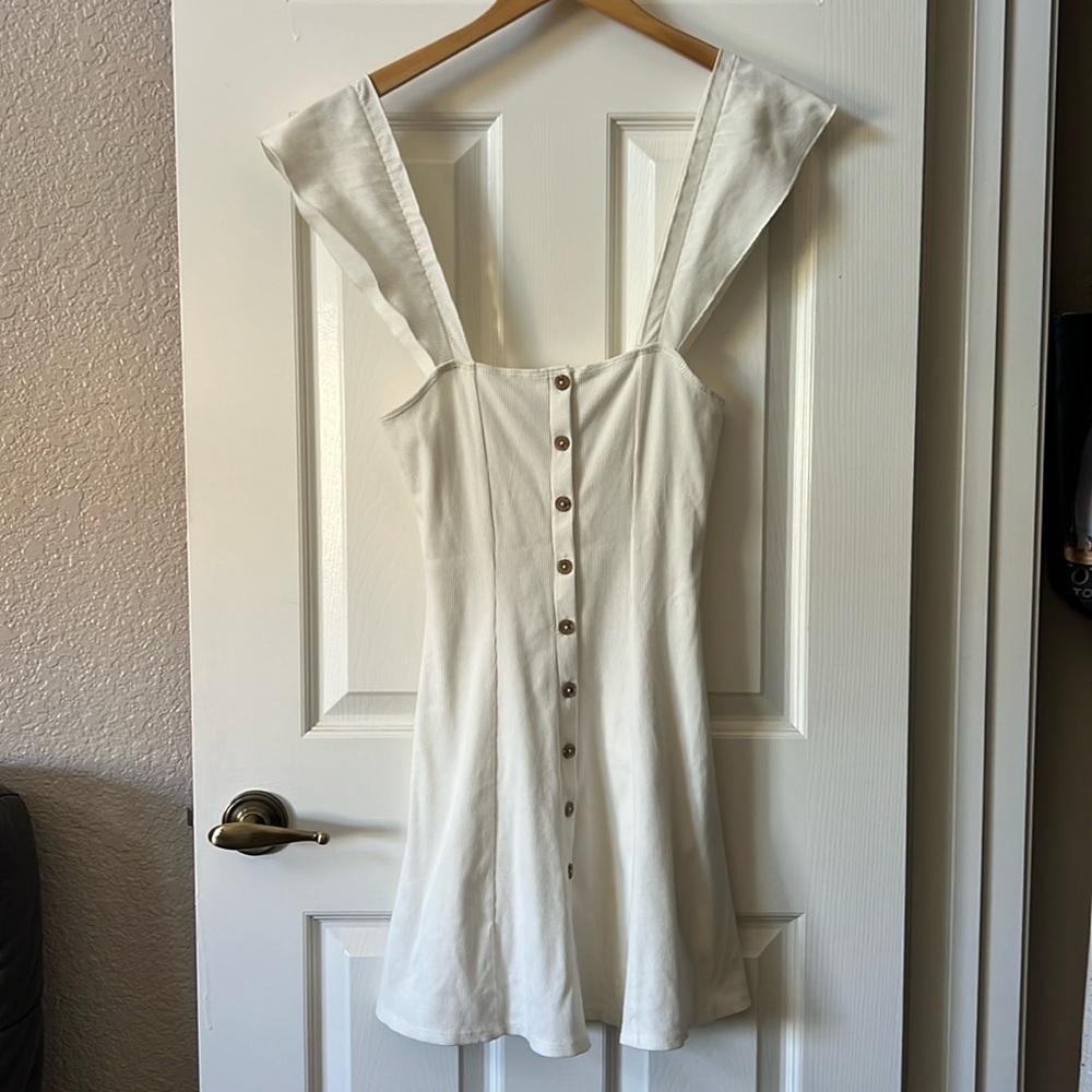 Forever 21 White Button-Down Ribbed Dress